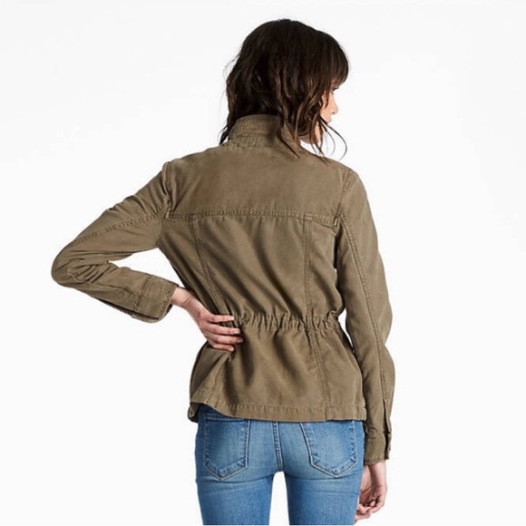 LUCKY BRAND Khaki Green asymmetrical military jacket L - Picture 3 of 11